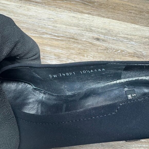 Stuart Weitzman Black Textile Square Toe Pumps Women's Size 10.5 - Picture 5 of 7
